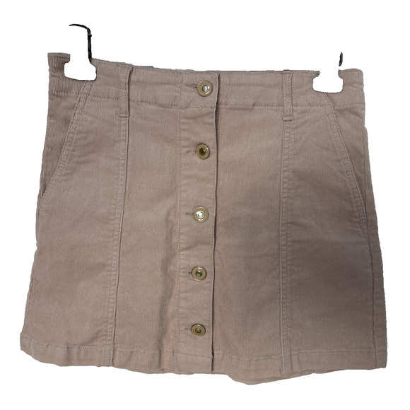 Forever 21 Women's 27 Pink Corduroy Skirt Button Front Y2K 90's Preppy Festival - Picture 1 of 6